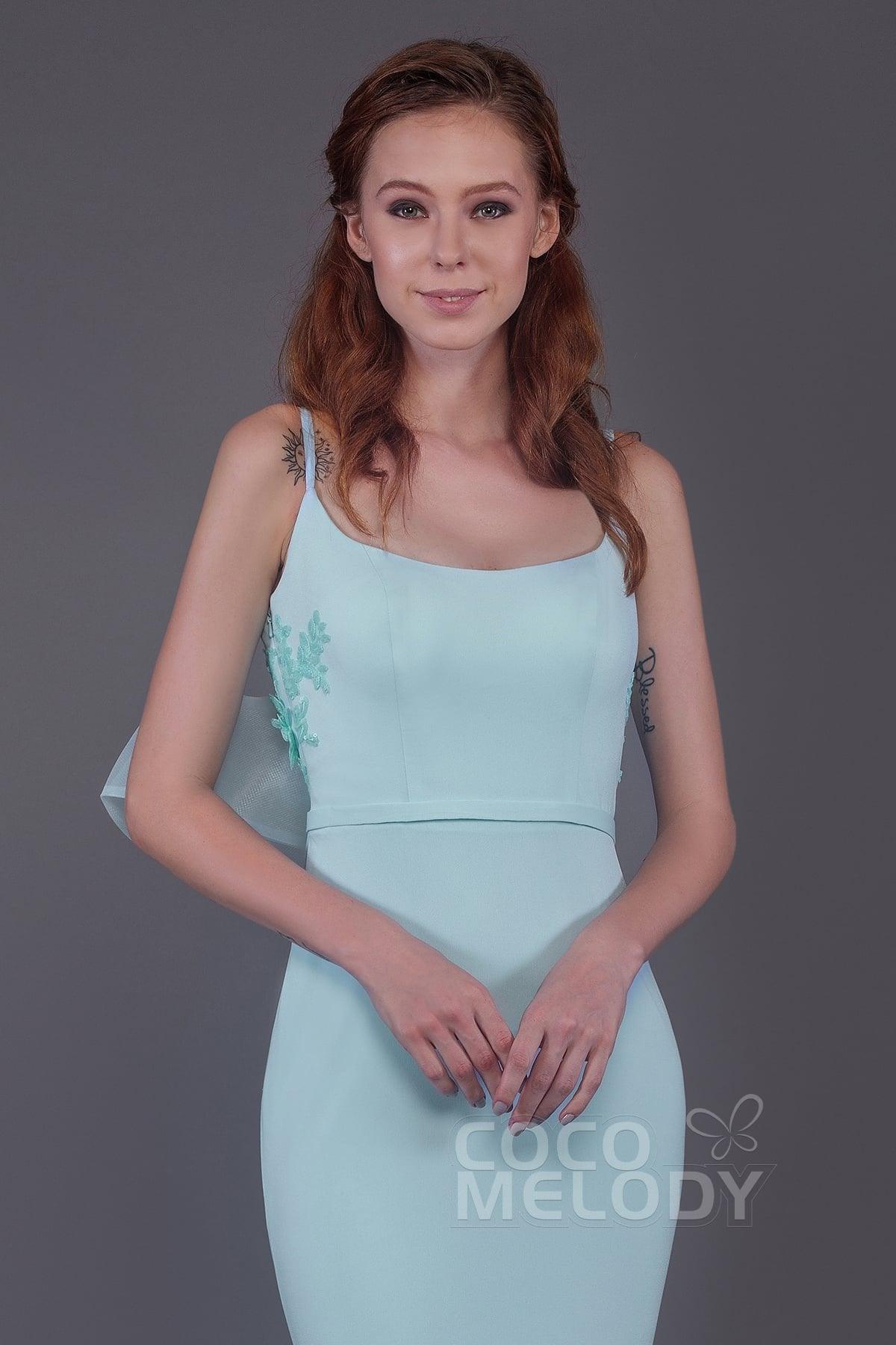 Mermaid Floor Length Knitted Fabric Bridesmaid Dress PR3566 - COCOMELODY