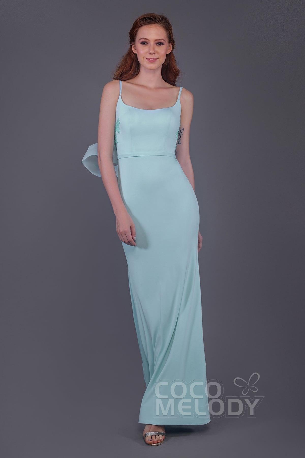 Mermaid Floor Length Knitted Fabric Bridesmaid Dress PR3566 - COCOMELODY
