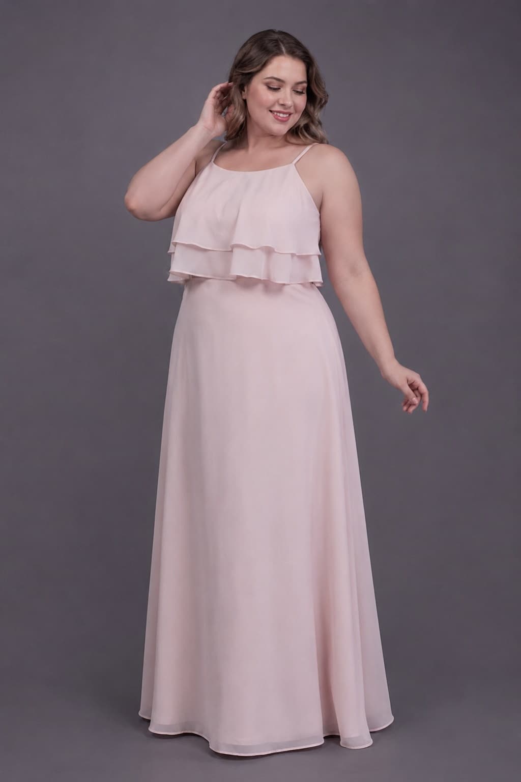 Sheath-Column Floor Length Chiffon Bridesmaid Dress PR3577 - Fiery Red - COCOMELODY