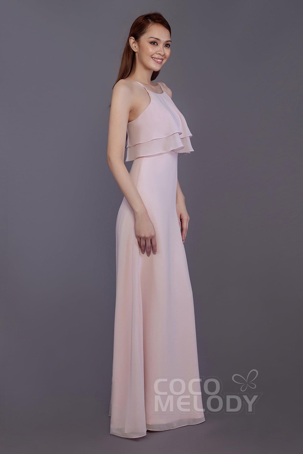 Sheath-Column Floor Length Chiffon Bridesmaid Dress PR3577