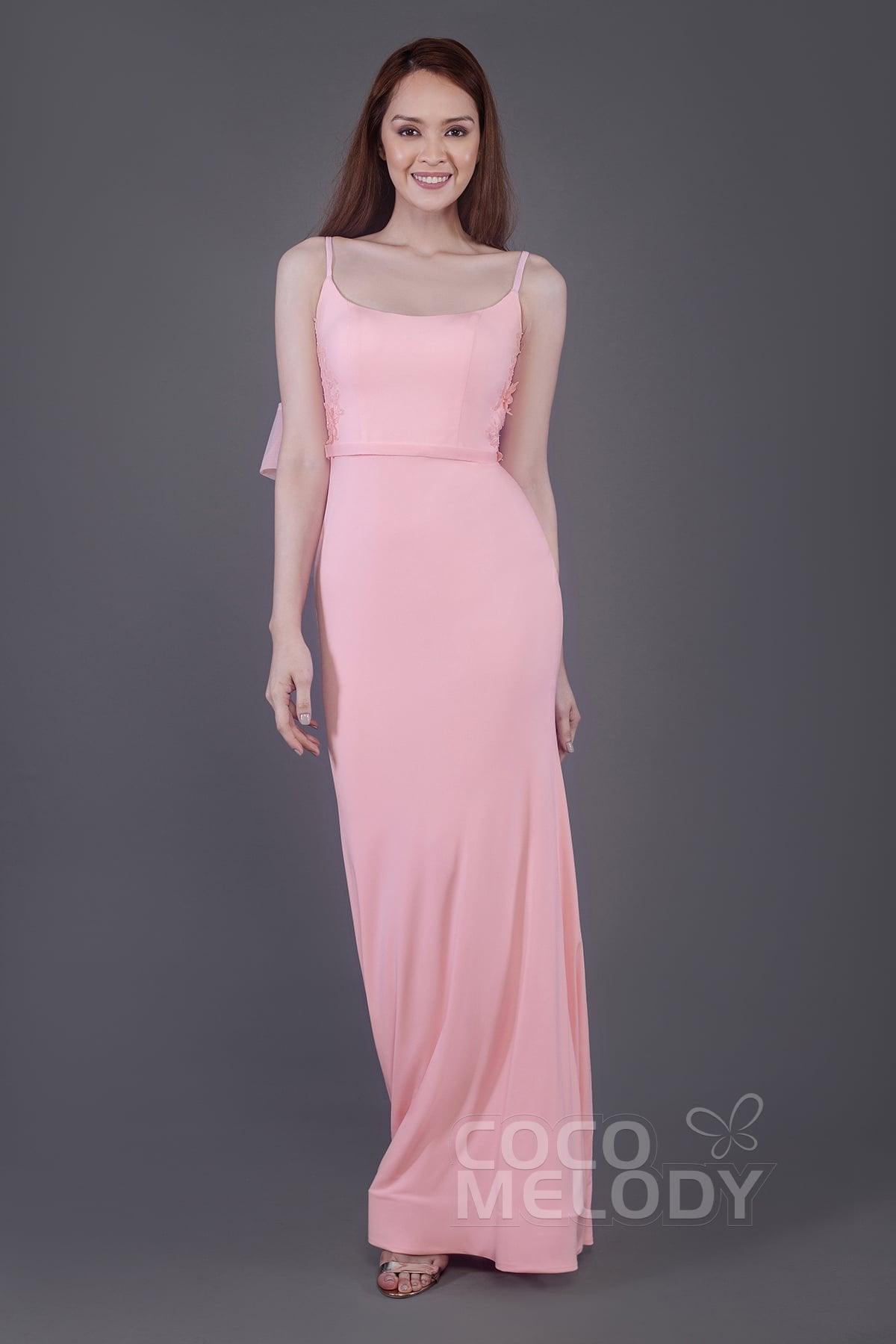 Mermaid Floor Length Knitted Fabric Bridesmaid Dress PR3594 - COCOMELODY