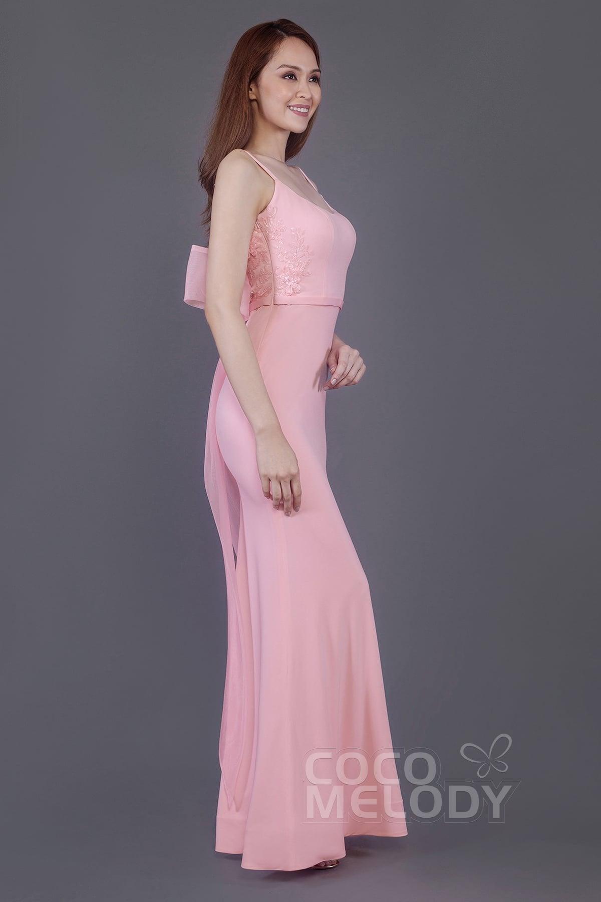 Mermaid Floor Length Knitted Fabric Bridesmaid Dress PR3594