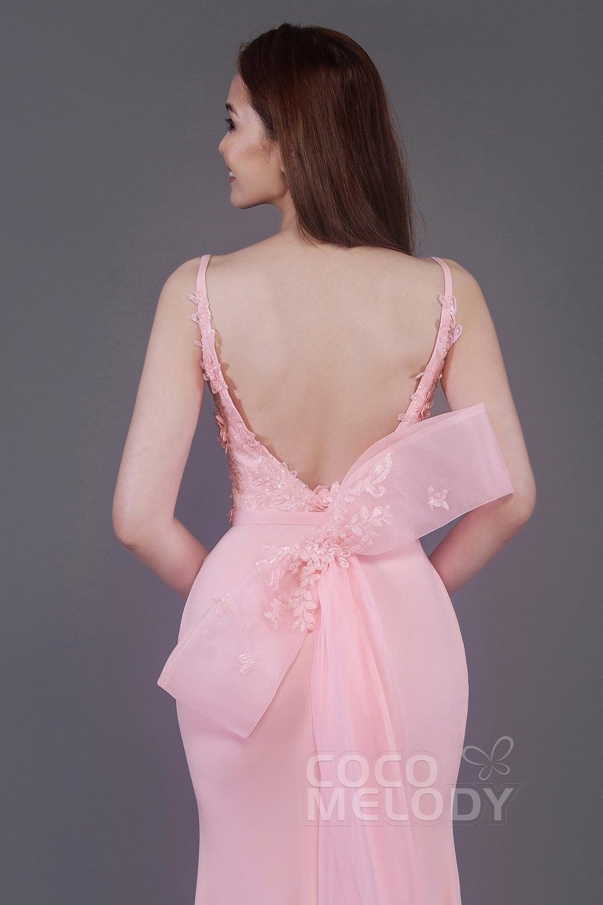 Mermaid Floor Length Knitted Fabric Bridesmaid Dress PR3594 - COCOMELODY