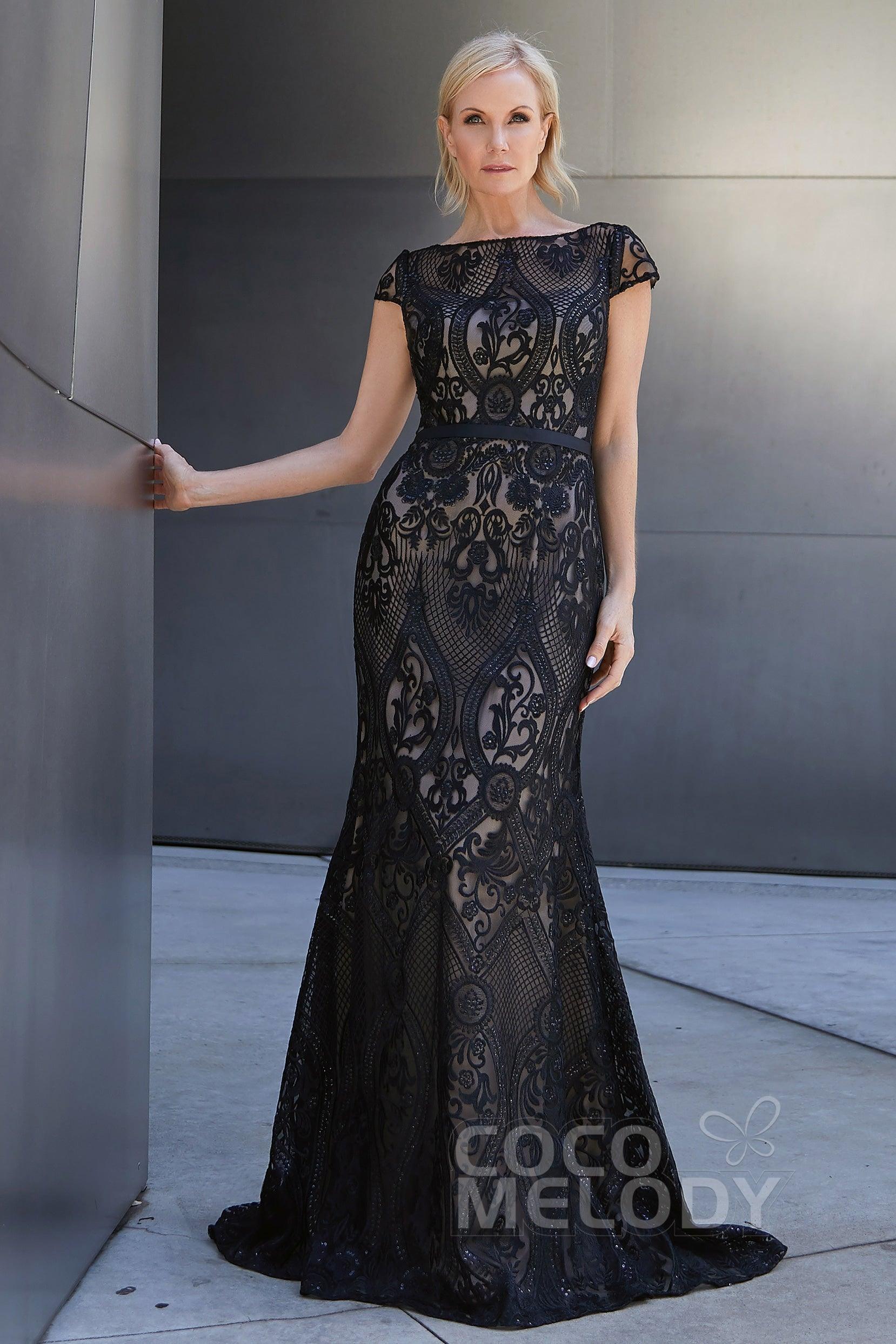 Trumpet-Mermaid Sweep Train Lace Knitted Fabric Dress PR3603CR - COCOMELODY