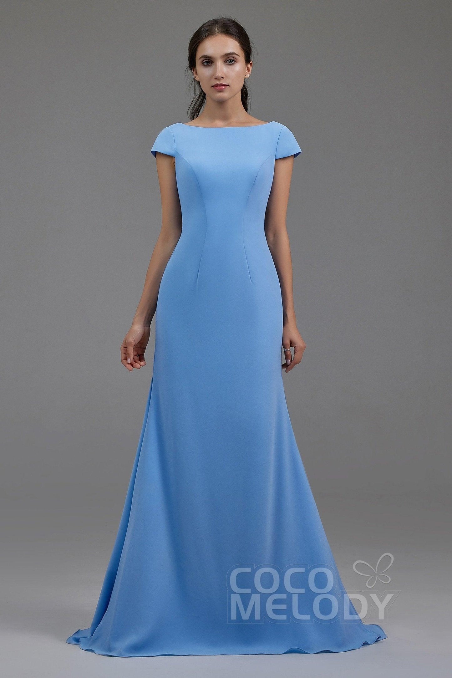 Trumpet-Mermaid Sweep-Brush Train Chiffon Dress PR3605CR - COCOMELODY