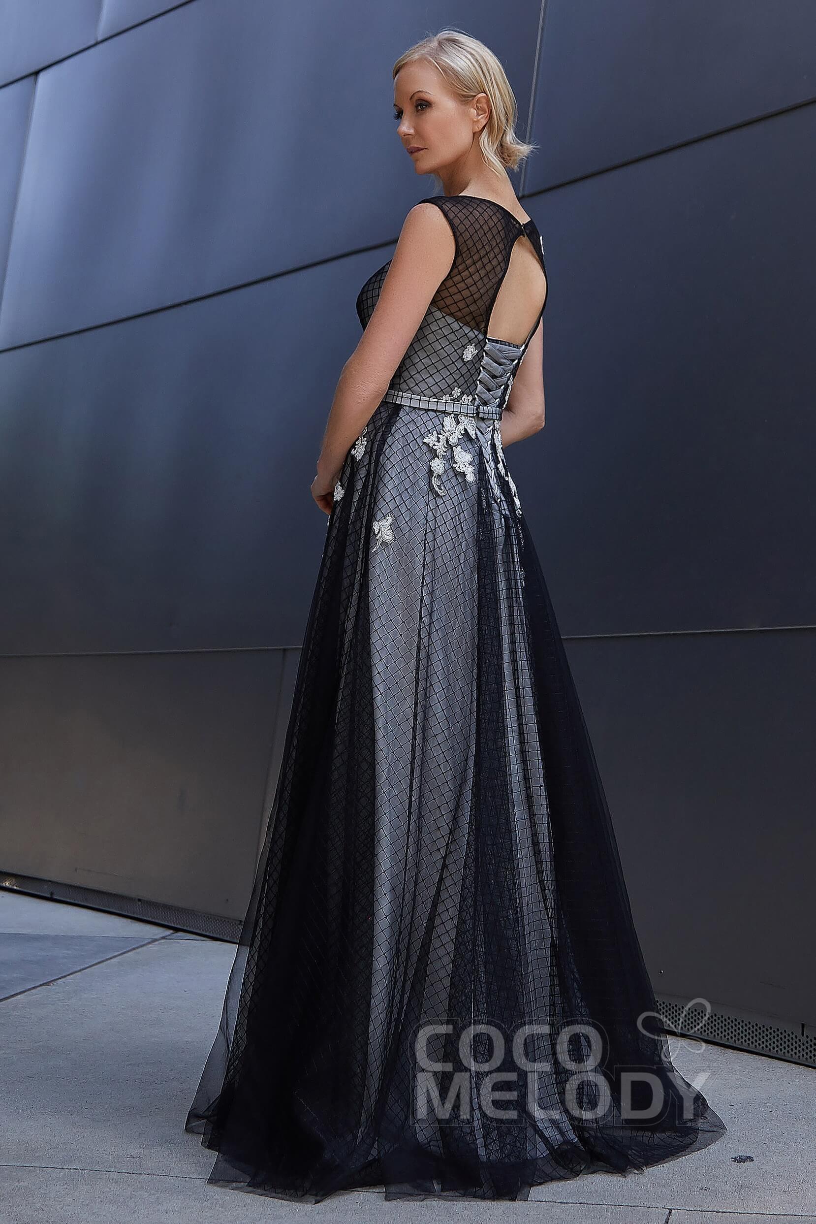 A-Line Floor Length Tulle and Lace Dress PR3610CR - COCOMELODY