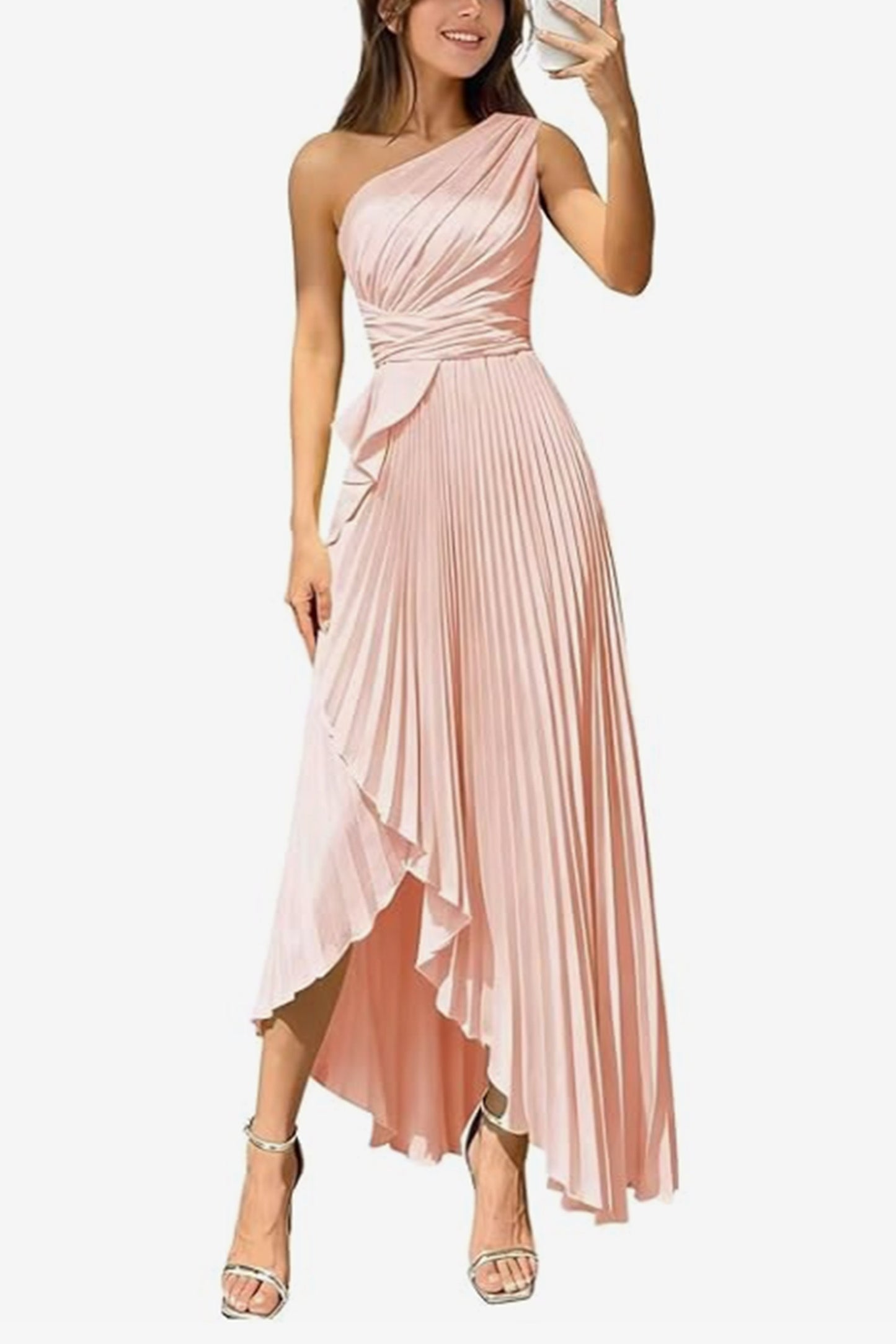 Asymmetrical Maxi Satin Dresses CS1076