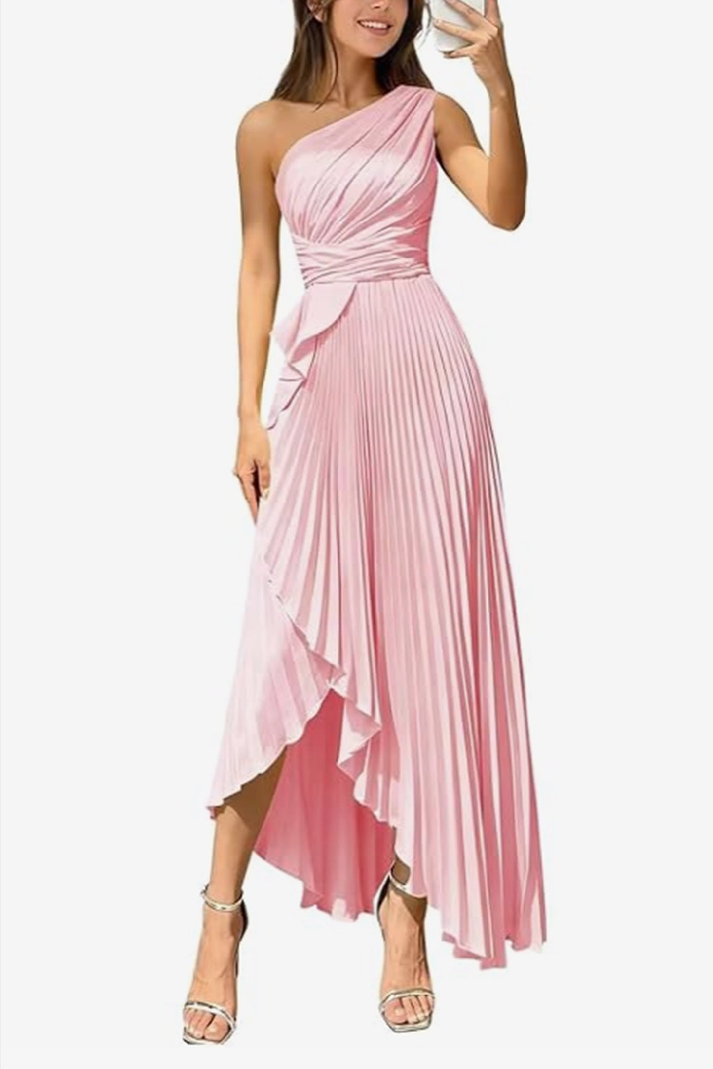 Asymmetrical Maxi Satin Dresses CS1076