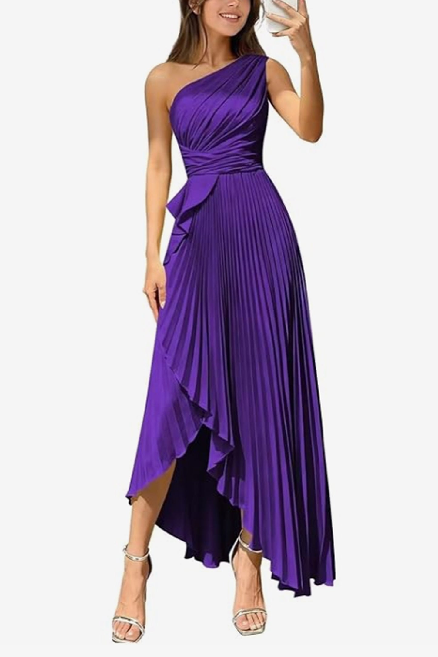 Asymmetrical Maxi Satin Dresses CS1076
