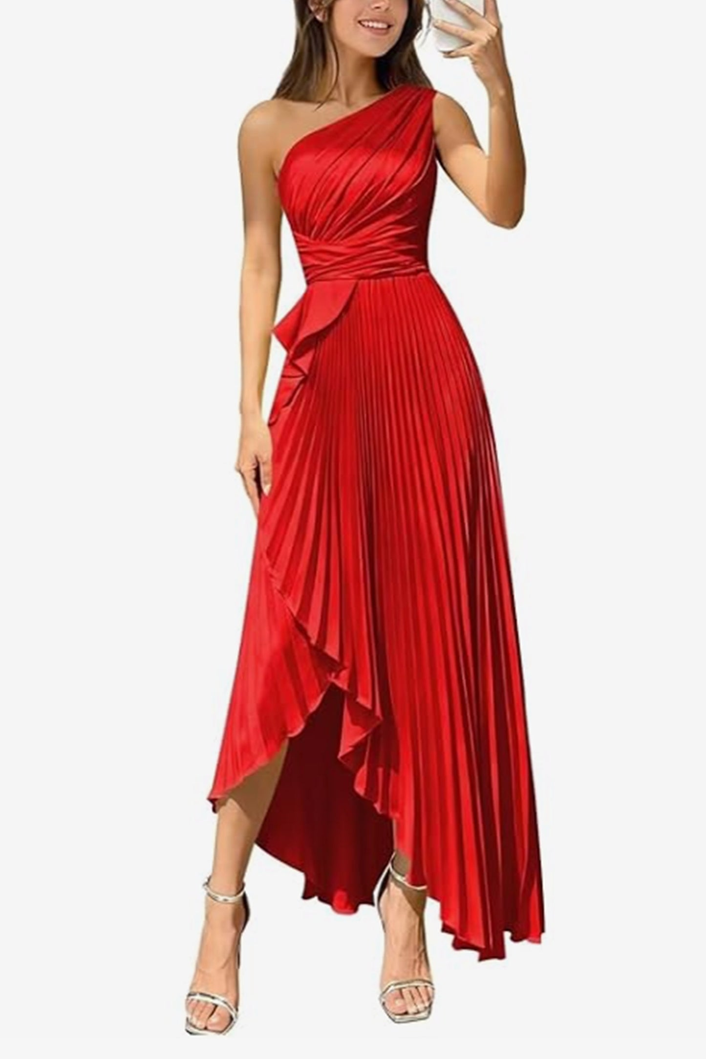 Asymmetrical Maxi Satin Dresses CS1076