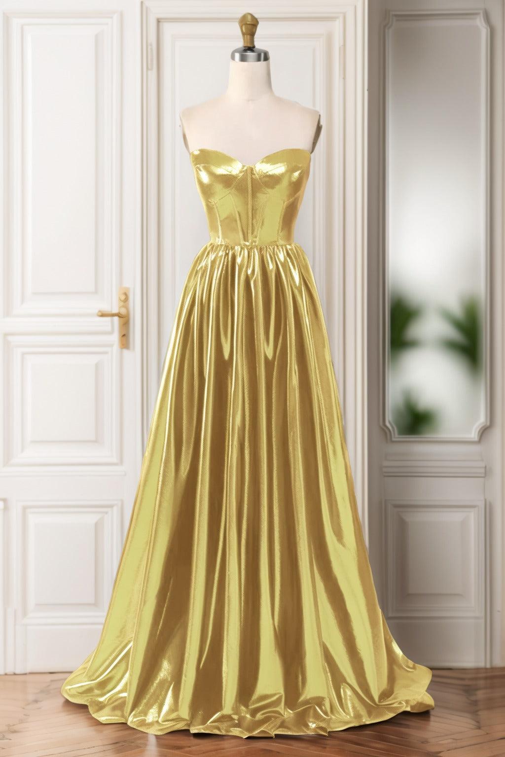 A-Line Sweep-Brush Train Hot Stamping Cloth Prom Dress CS0446 - COCOMELODY