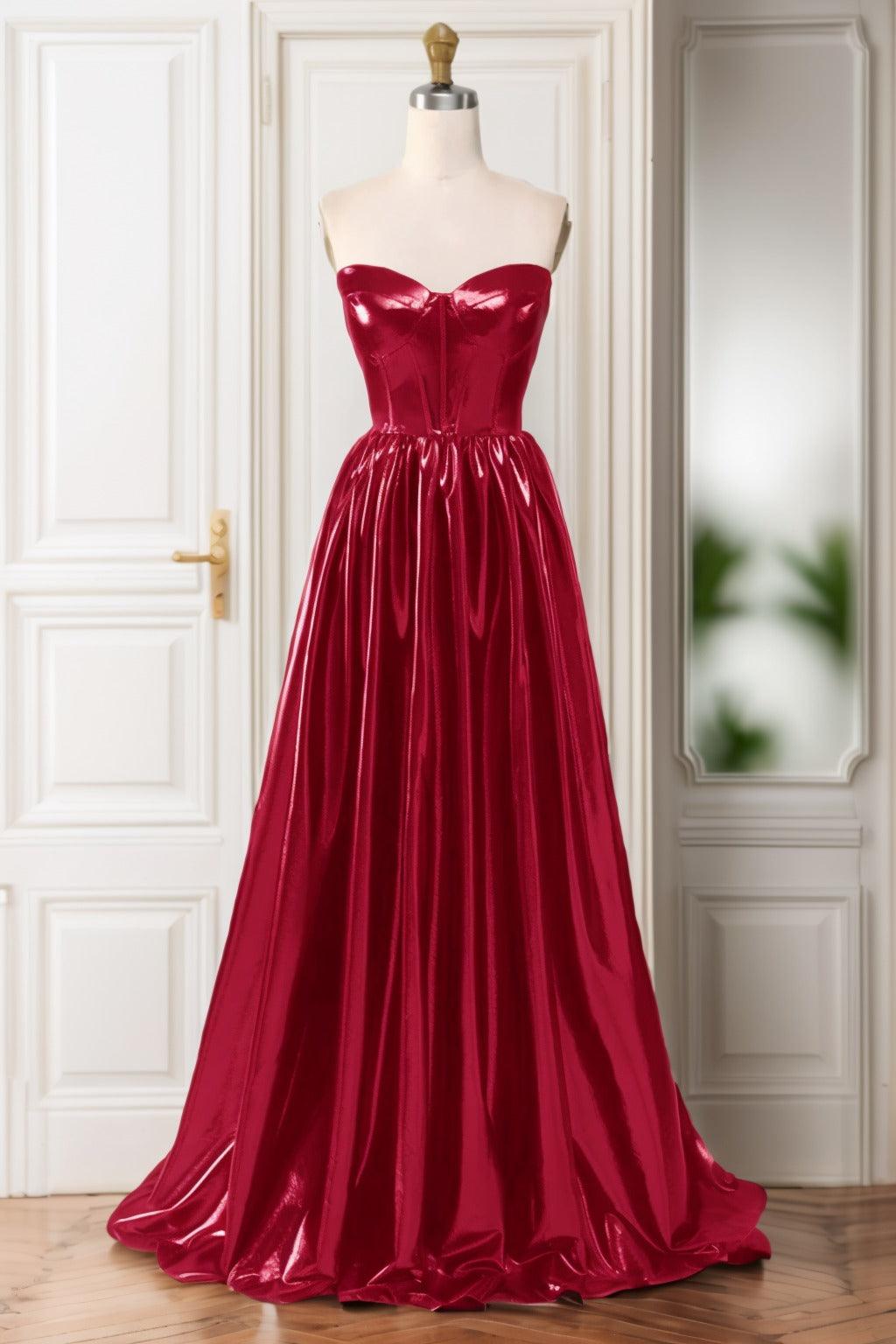 A-Line Sweep-Brush Train Hot Stamping Cloth Prom Dress CS0446 - COCOMELODY