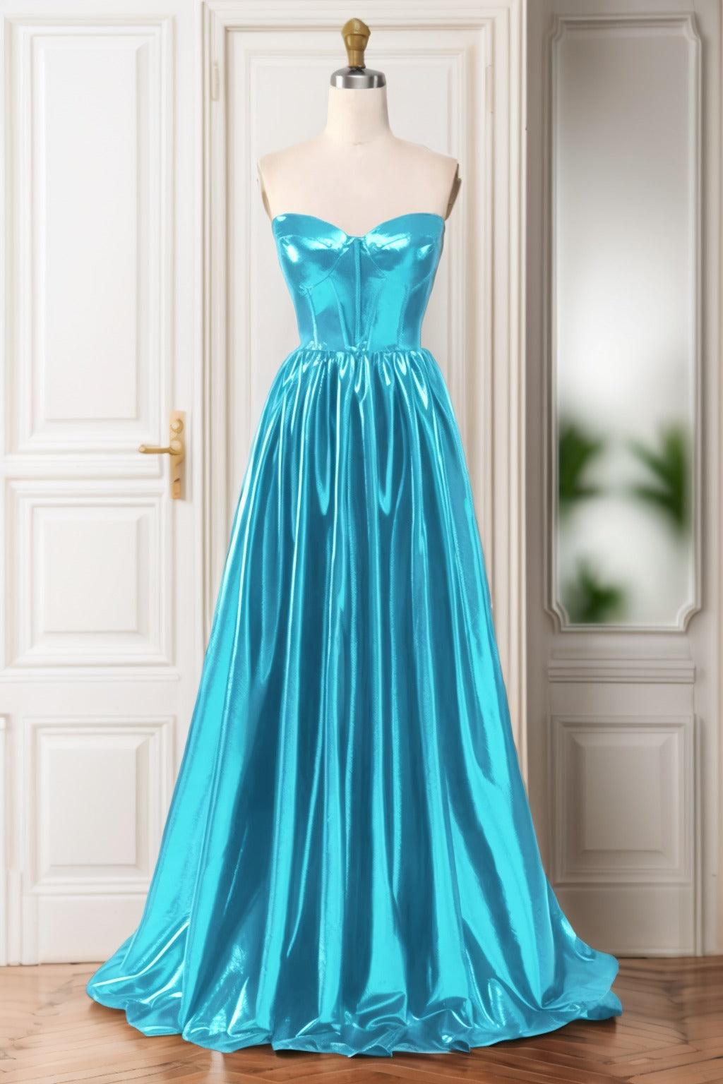 A-Line Sweep-Brush Train Hot Stamping Cloth Prom Dress CS0446 - COCOMELODY