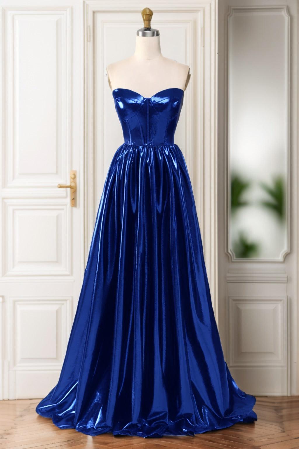A-Line Sweep-Brush Train Hot Stamping Cloth Prom Dress CS0446 - COCOMELODY