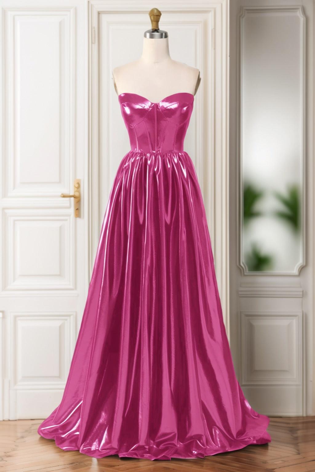 A-Line Sweep-Brush Train Hot Stamping Cloth Prom Dress CS0446 - COCOMELODY