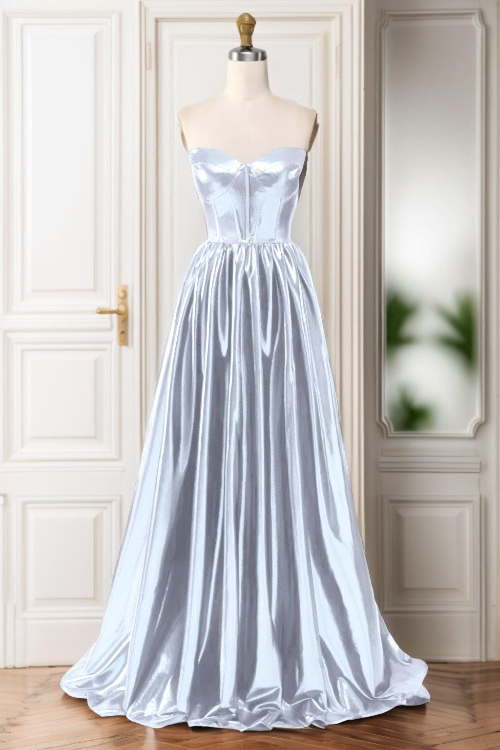 A-Line Sweep-Brush Train Hot Stamping Cloth Prom Dress CS0446 - COCOMELODY