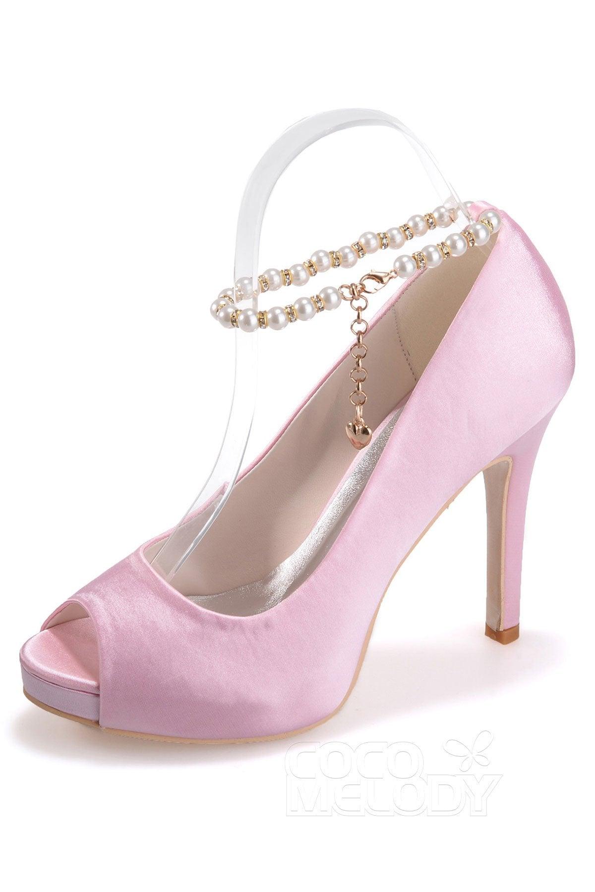 COCOMELODY High Heel 11cm Heel Satin Peep Toe Bridal Shoes SWS16006 