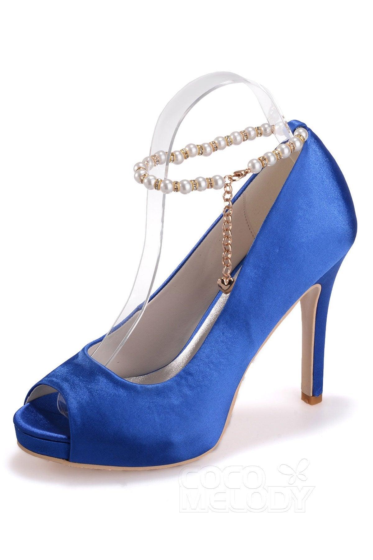 COCOMELODY High Heel 11cm Heel Satin Peep Toe Bridal Shoes SWS16006 