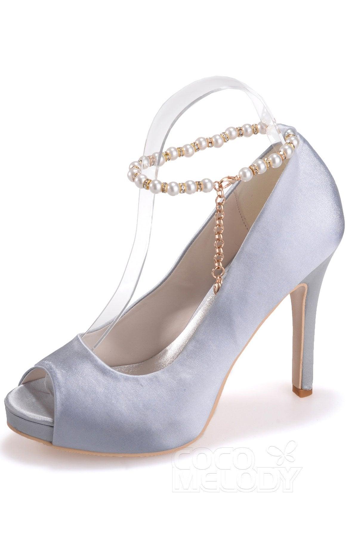 COCOMELODY High Heel 11cm Heel Satin Peep Toe Bridal Shoes SWS16006 