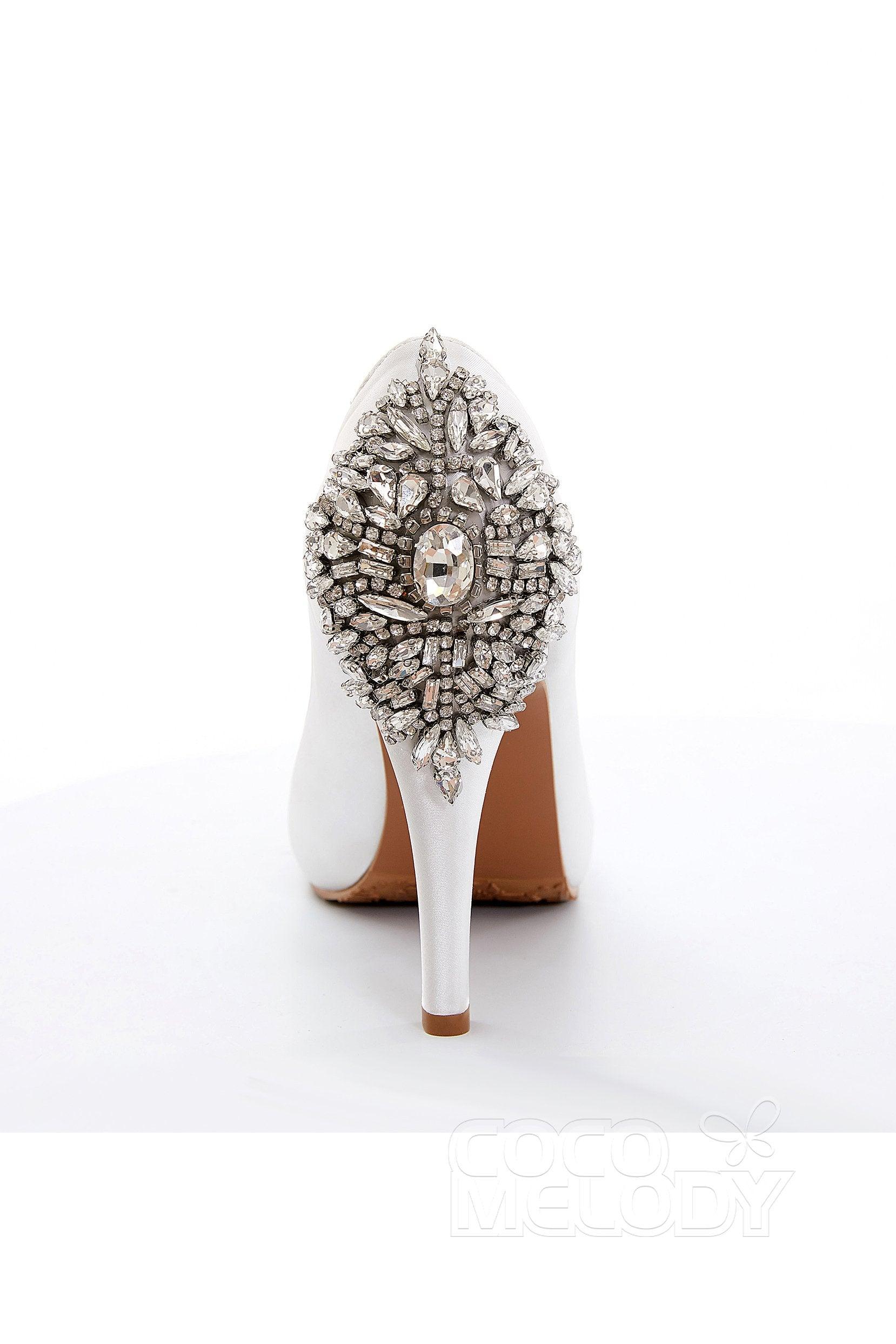 Stiletto Heel Satin Peep Toe Bridal Shoes SWS18001 - COCOMELODY