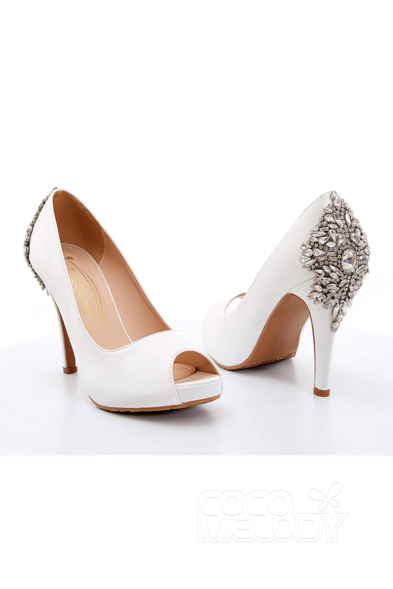 Stiletto Heel Satin Peep Toe Bridal Shoes SWS18001 - COCOMELODY