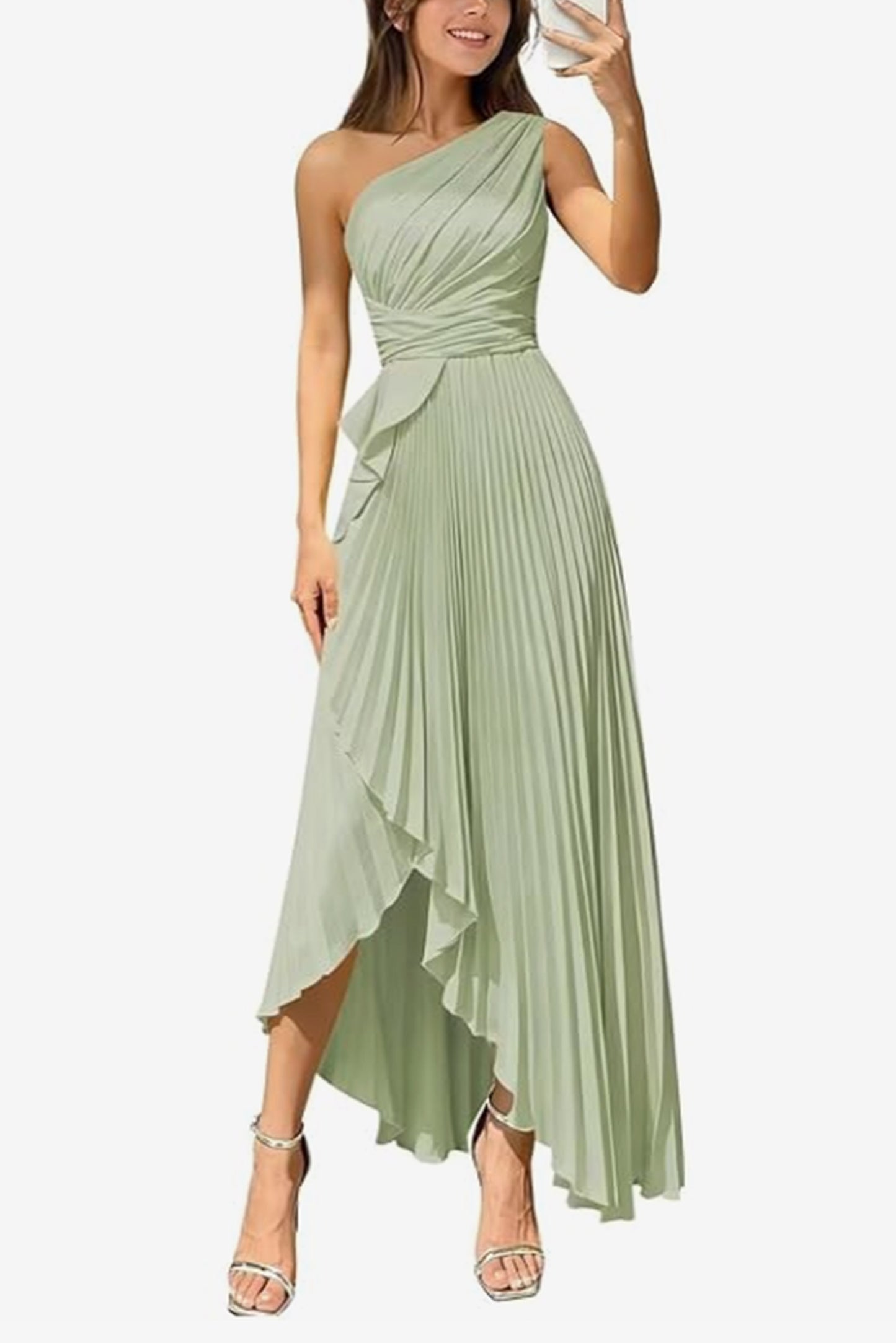 Asymmetrical Maxi Satin Dresses CS1076