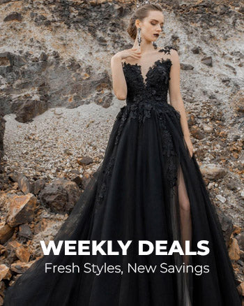 Black A-Line Wedding Dress with Appliques Open Back Tulle Court