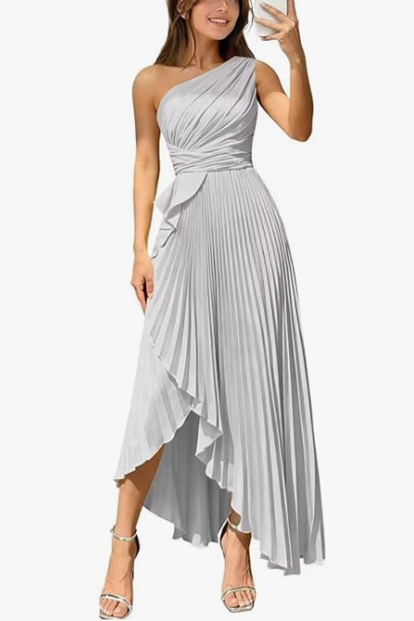 Asymmetrical Maxi Satin Dresses CS1076