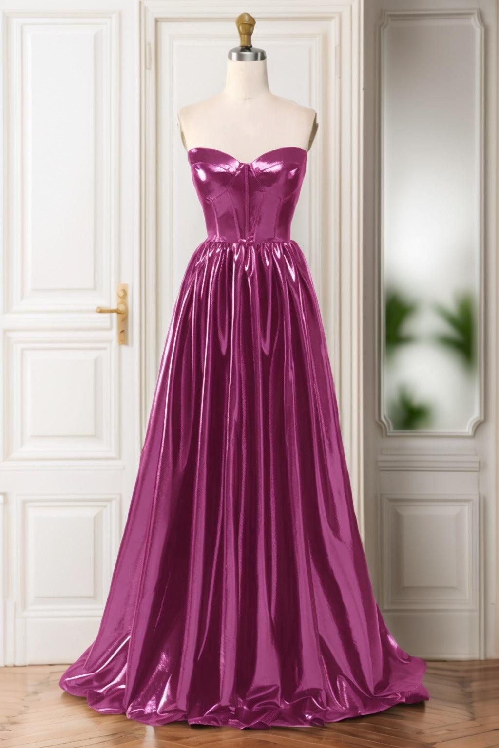 A-Line Sweep-Brush Train Hot Stamping Cloth Prom Dress CS0446 - COCOMELODY