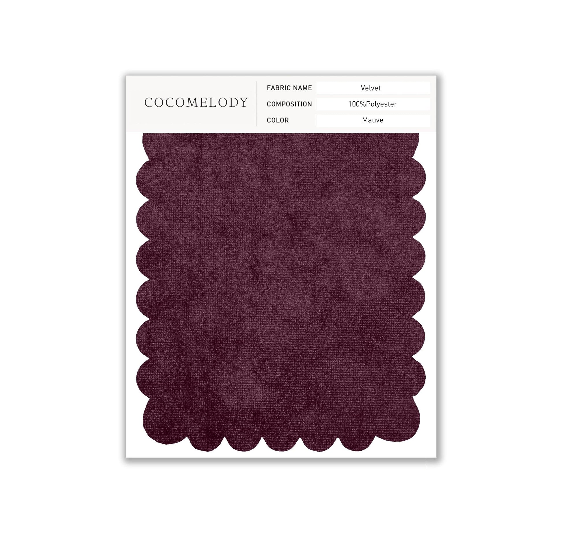 Velvet Fabric Swatch in Single Color SWVT19004 - COCOMELODY