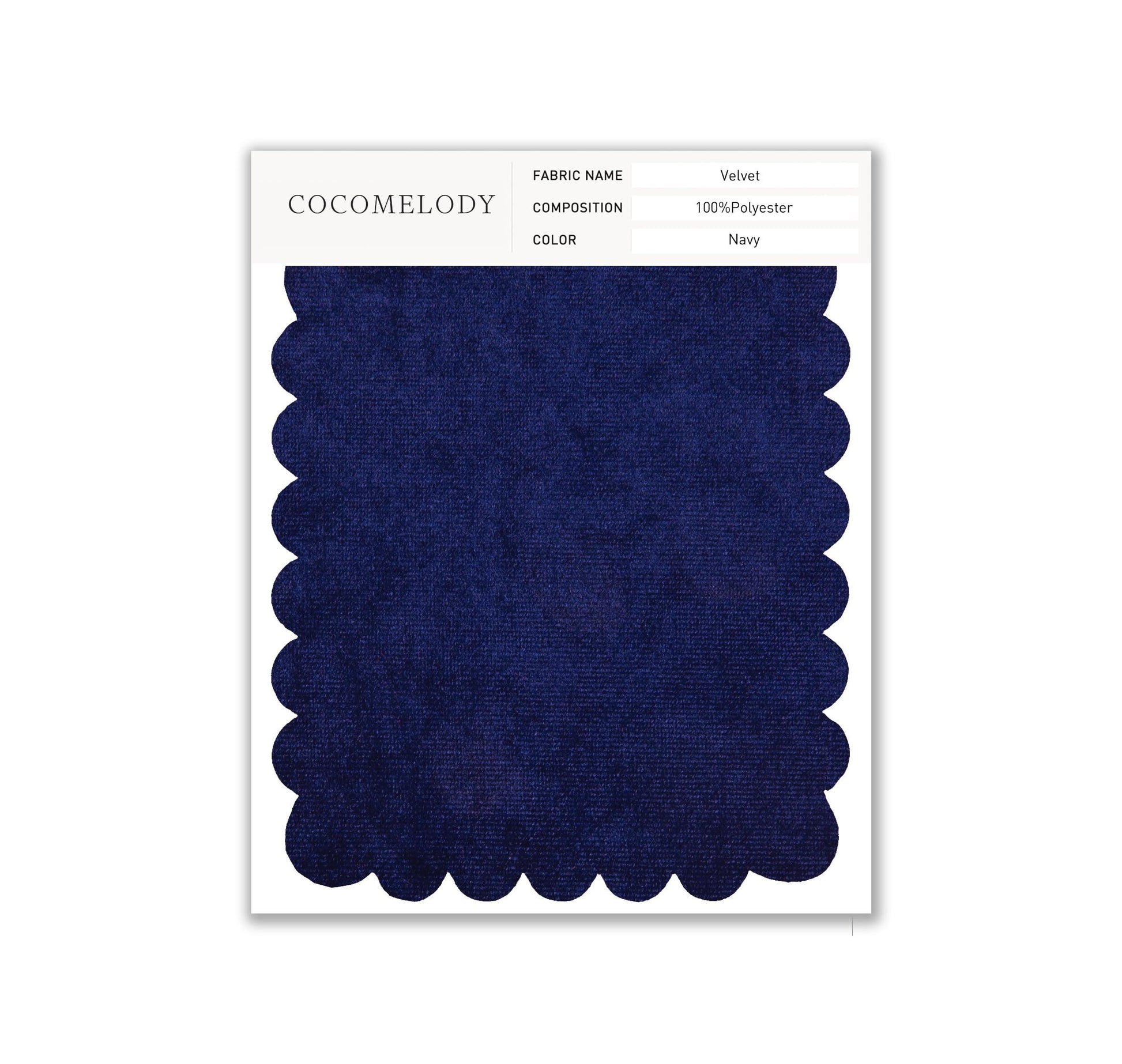 Velvet Fabric Swatch in Single Color SWVT19004 - COCOMELODY