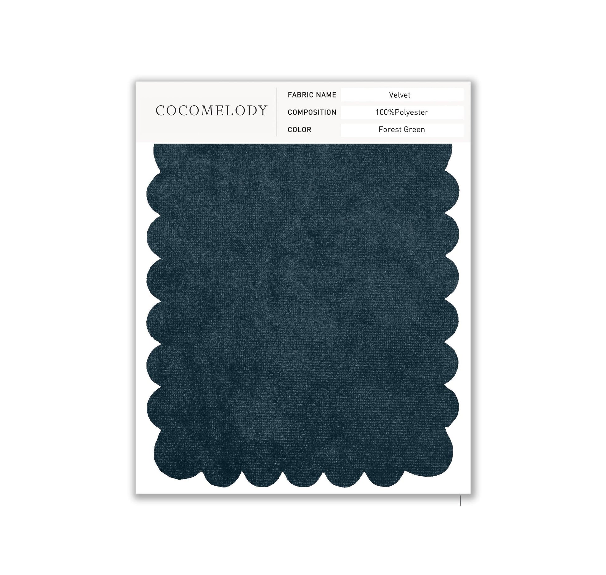Velvet Fabric Swatch in Single Color SWVT19004 - COCOMELODY