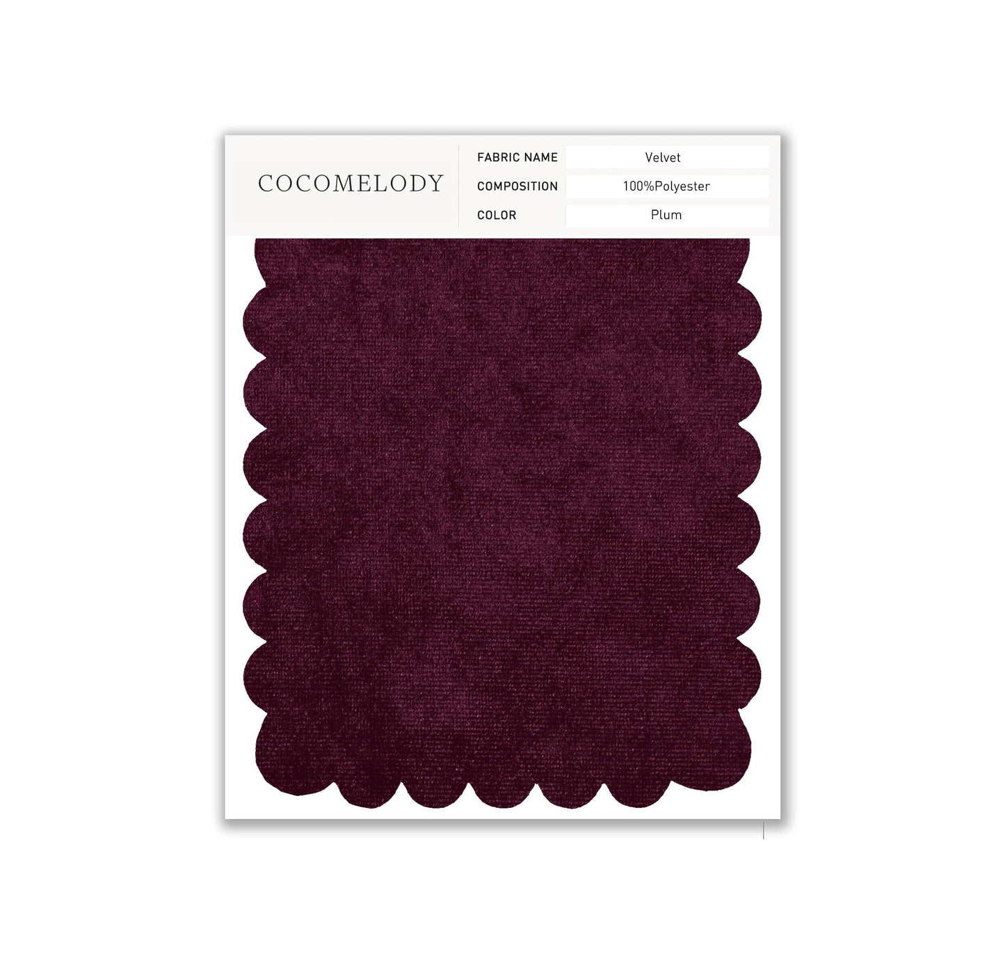 Velvet Fabric Swatch in Single Color SWVT19004 - COCOMELODY