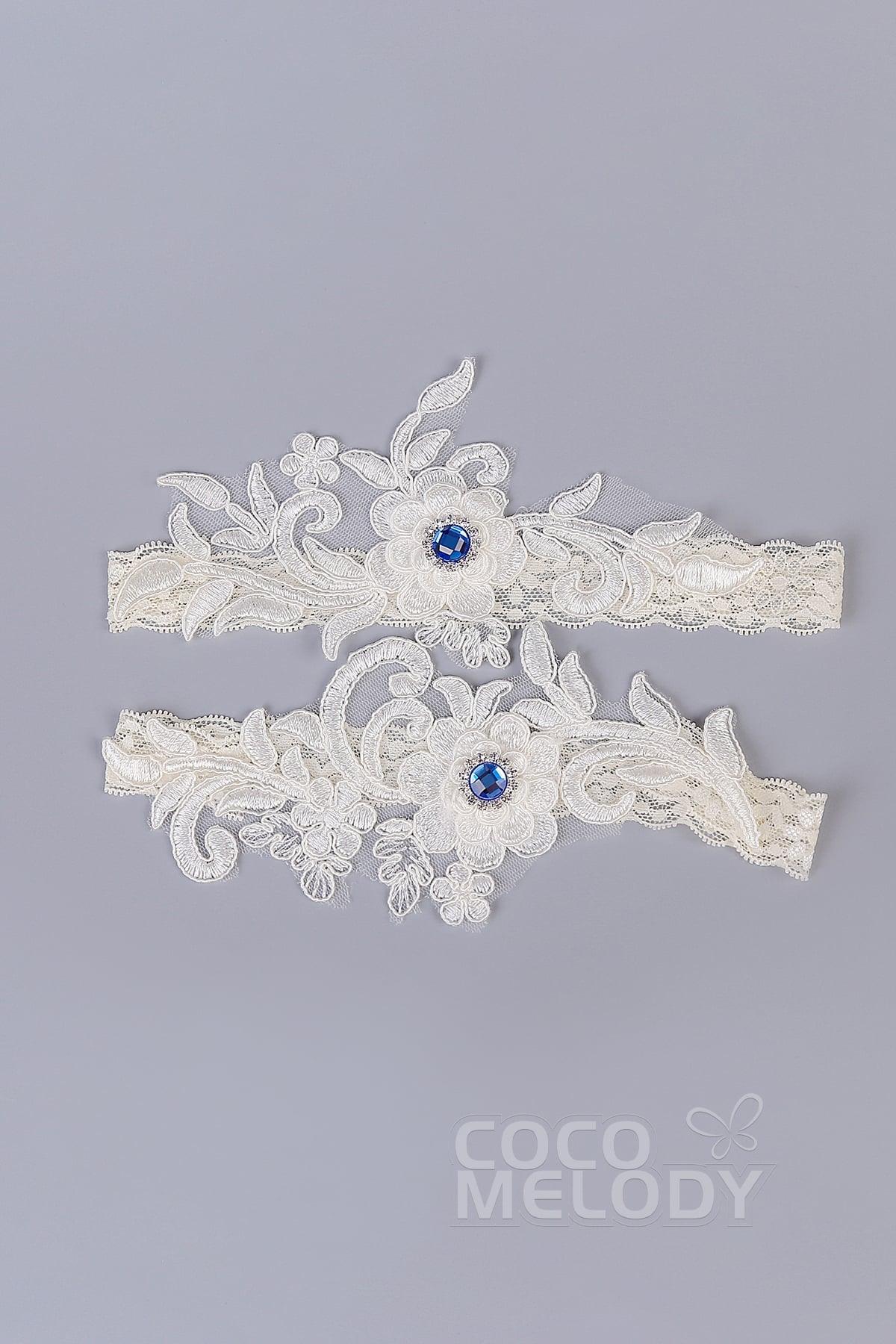 COCOMELODY Lace Wedding Garter with Diamond WD17017 
