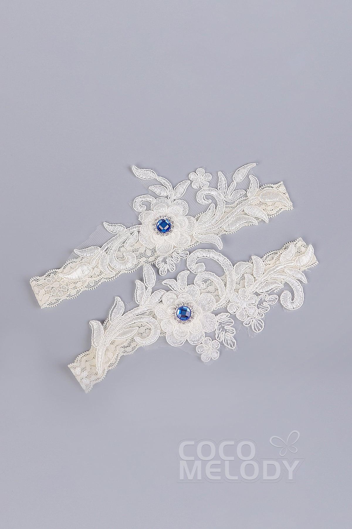 COCOMELODY Lace Wedding Garter with Diamond WD17017 