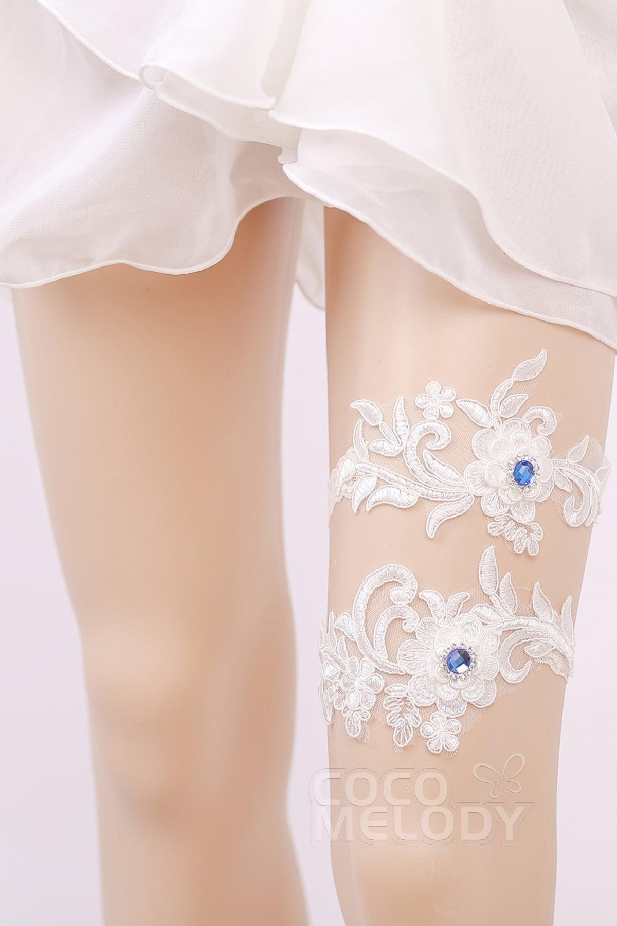 COCOMELODY Lace Wedding Garter with Diamond WD17017 