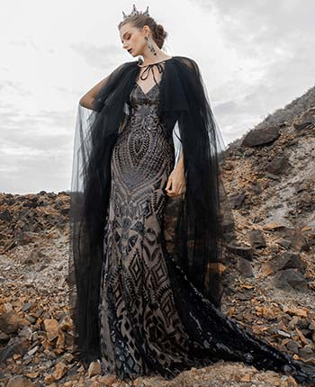 Gothic Black Wedding Dresses COCOMELODY Gothic Black Wedding Dresses COCOMELODY