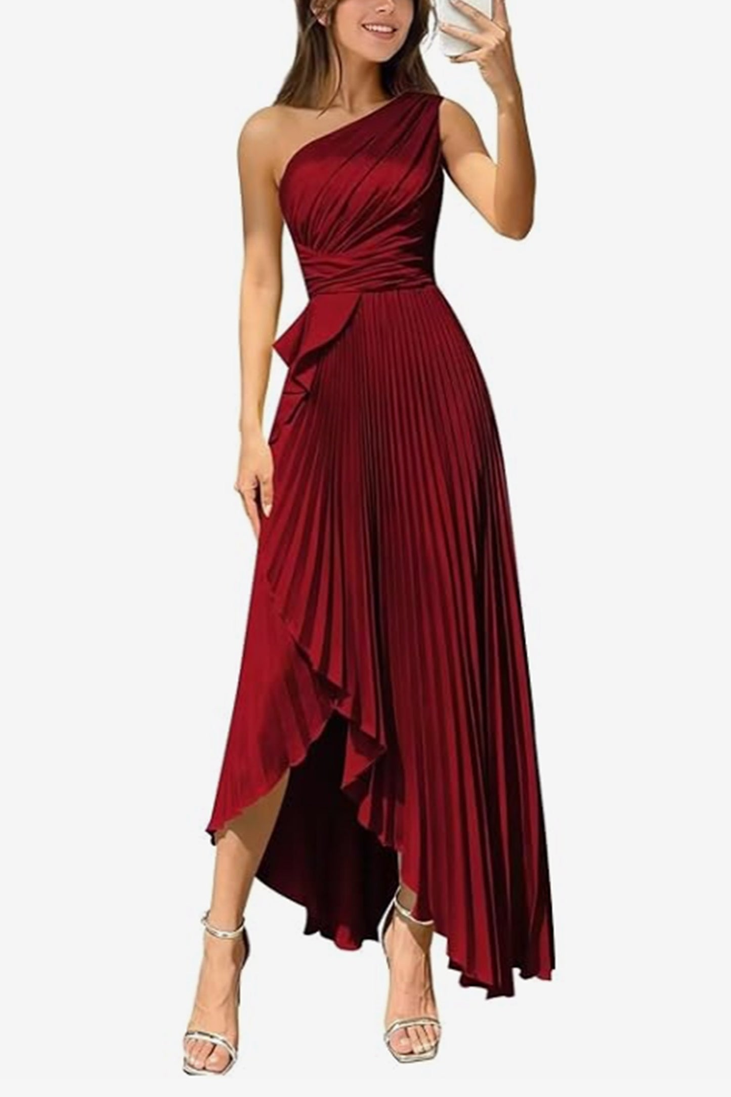 Asymmetrical Maxi Satin Dresses CS1076