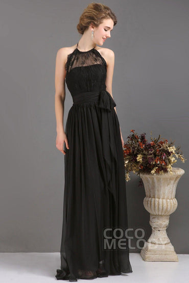 Sheath-Column Floor Length Chiffon Evening Dress COUF13007 - COCOMELODY