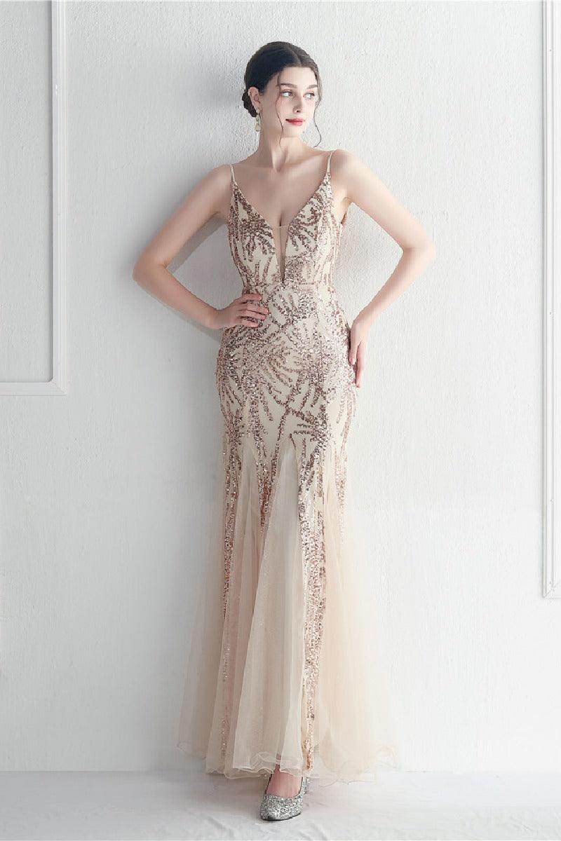 Trumpet-Mermaid Floor Length Sequins Dress 721888960721 - COCOMELODY