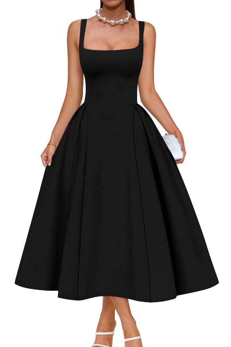 Elegant A-Line Polyester Midi Semi-Formal Wedding Guest Dress Square Neck Straps COCOMELODY B0F6JWWP8W, 7 Days / Black / X-Large Elegant A-Line Polyester Midi Semi-Formal Wedding Guest Dress Square Neck Straps COCOMELODY B0F6JWWP8W, 7 Days / Black / X-Large