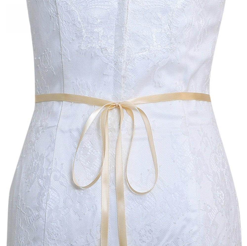 Ribbons Wedding Sash with Rhinestone Imitation Pearl 837366894589 - COCOMELODY