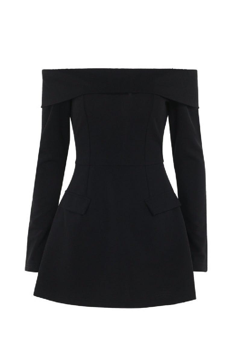 A line shoulder A swing cocktail dress 838902817746 - COCOMELODY