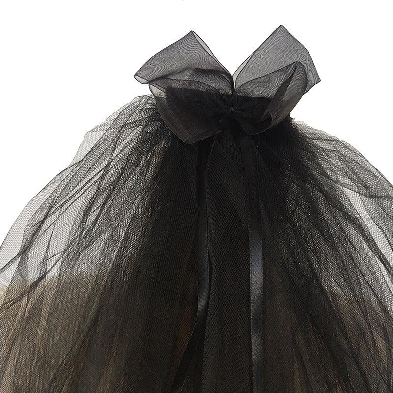 Black veil chiffon bow simple headdress with plain edge 607106461584 - COCOMELODY