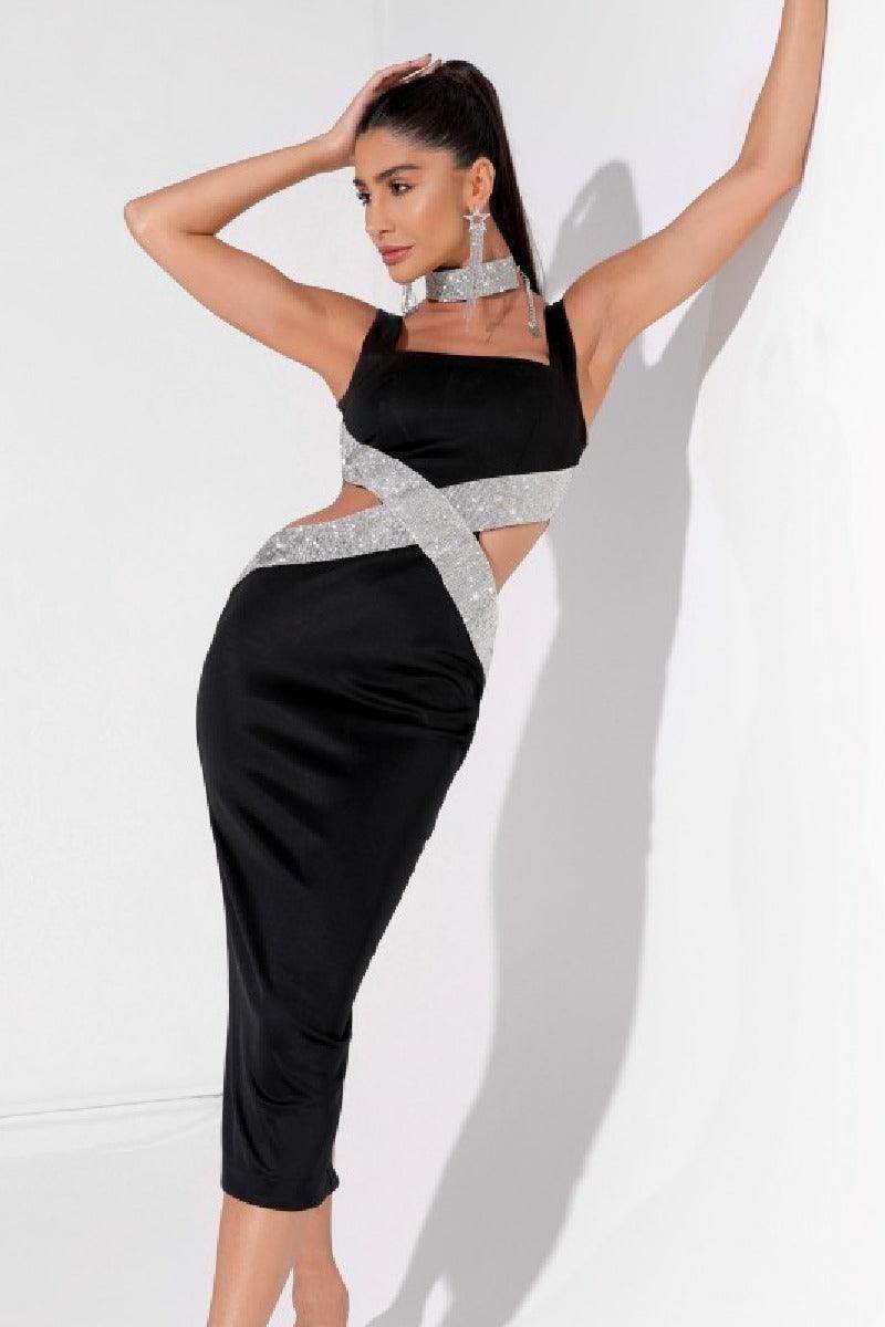 Sexy halter V-neck bandage cocktail dress 783636377944 - COCOMELODY