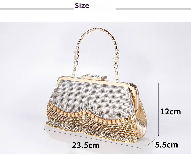 Rhinestone fringe evening bag 788222596906 - COCOMELODY