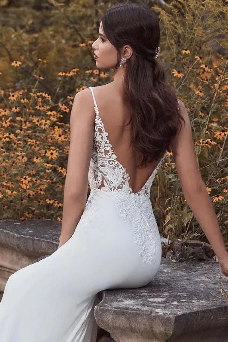 Trumpet-Mermaid Court Train Elastic Cloth Wedding Dress 866685814257 - COCOMELODY