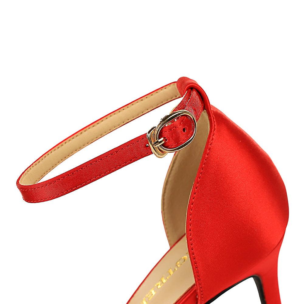 Champagne Satin Pointy Stiletto Heels 674228626275 - COCOMELODY