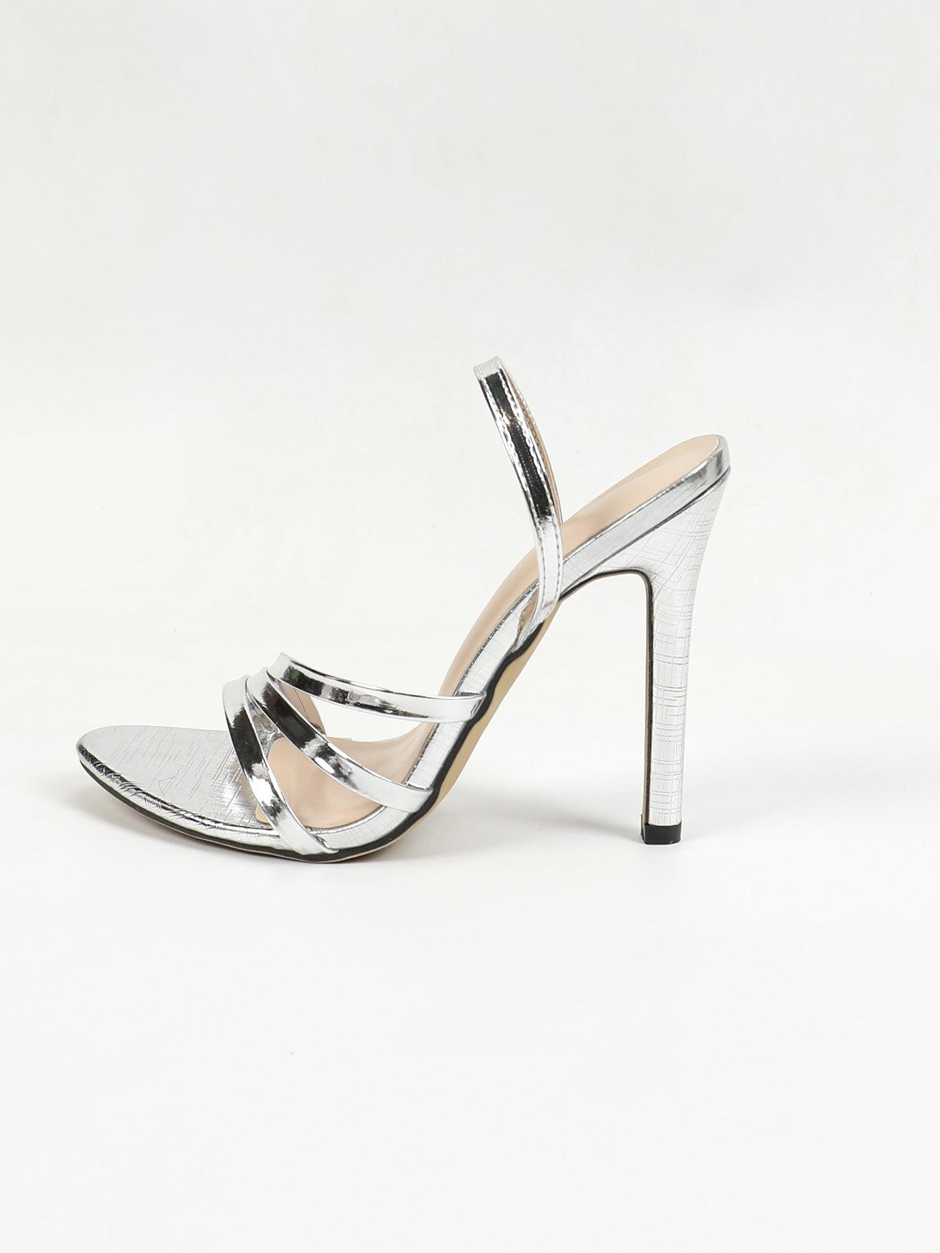 Faux Leather Pointy Stiletto heel Sandals 816765684028 - COCOMELODY