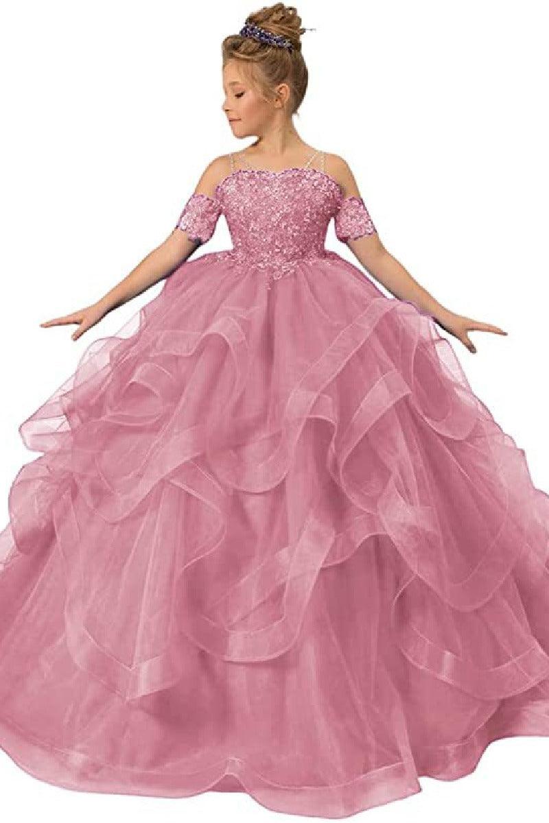 Ball Gown Floor Length Tulle Lace Flower Girl Dress 687176148616